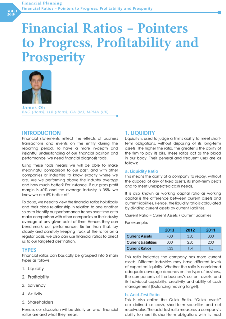 Financial Ratios - Pointers to Progress, Profitability and Prosperity ...